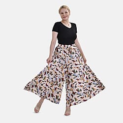 TAMSY 100% Viscose Elastic- waistband Palazzo Trouser (One Size) - Blue