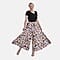 TAMSY Leaf Pattern Elastic- Waistband Palazzo Trouser