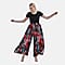 TAMSY Leaf Pattern Elastic- Waistband Palazzo Trouser