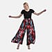 TAMSY Leaf Pattern Elastic- Waistband Palazzo Trouser