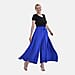 TAMSY Leaf Pattern Elastic- Waistband Palazzo Trouser