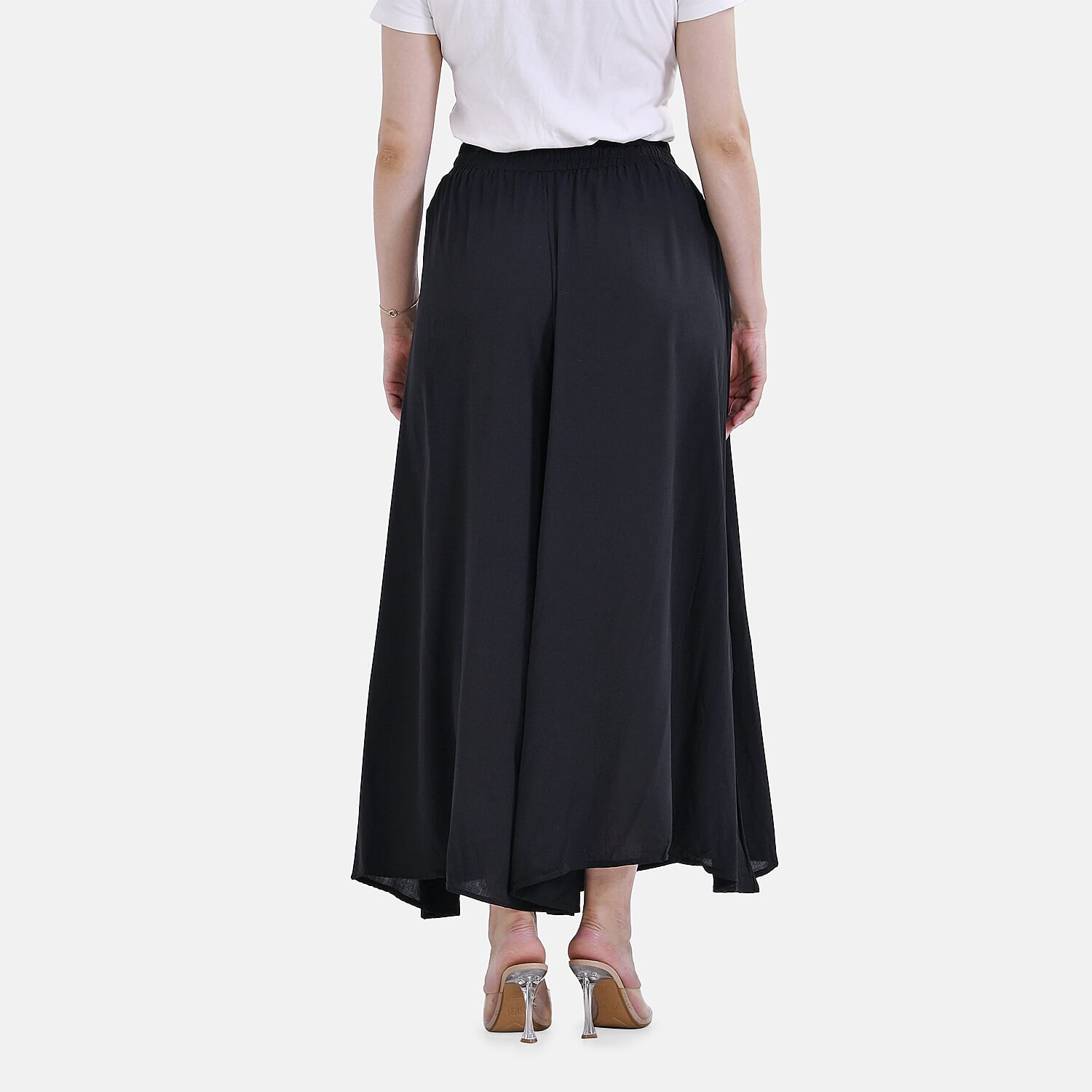 Tamsy 100% Viscose Elastic-waistband Culotte (One Size 8 - 18) - Black