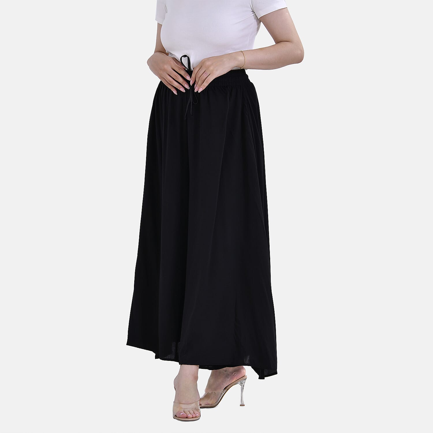 Tamsy 100% Viscose Elastic-waistband Culotte (One Size 8 - 18) - Black