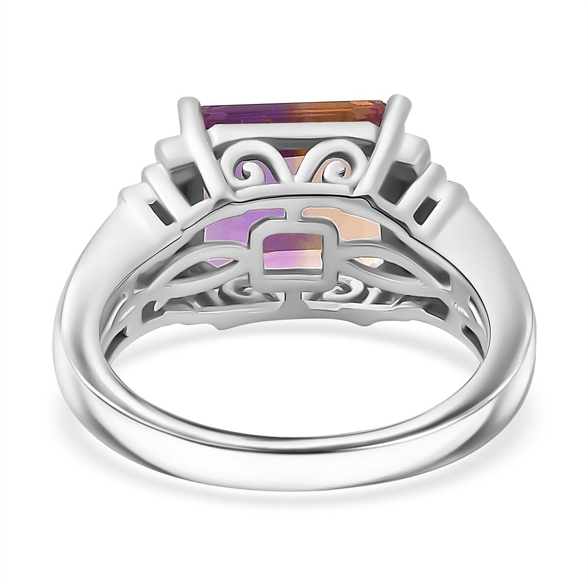Ametrine & Natural Zircon Ring in Rhodium Overlay Sterling Silver 3.90 Ct