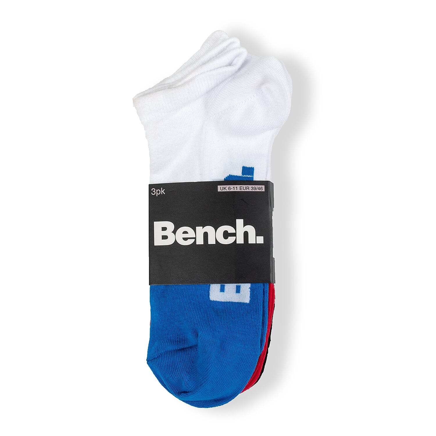 Bench Socks Mens 3 Pack Trainer - ONE SIZE White