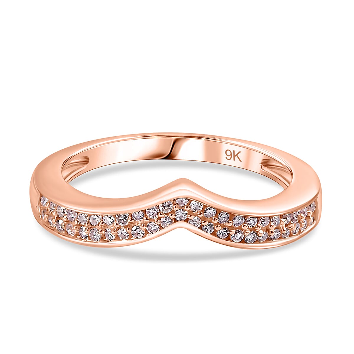 9K Rose Gold Certified Natural Pink Diamond 0.25ct (I1-I2) Wishbone Ring