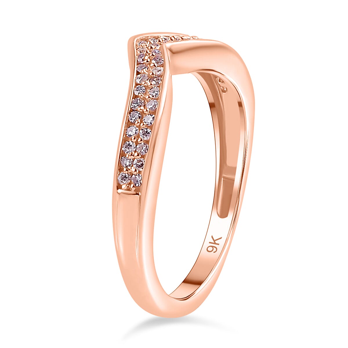 9K Rose Gold Certified Natural Pink Diamond 0.25ct (I1-I2) Wishbone Ring