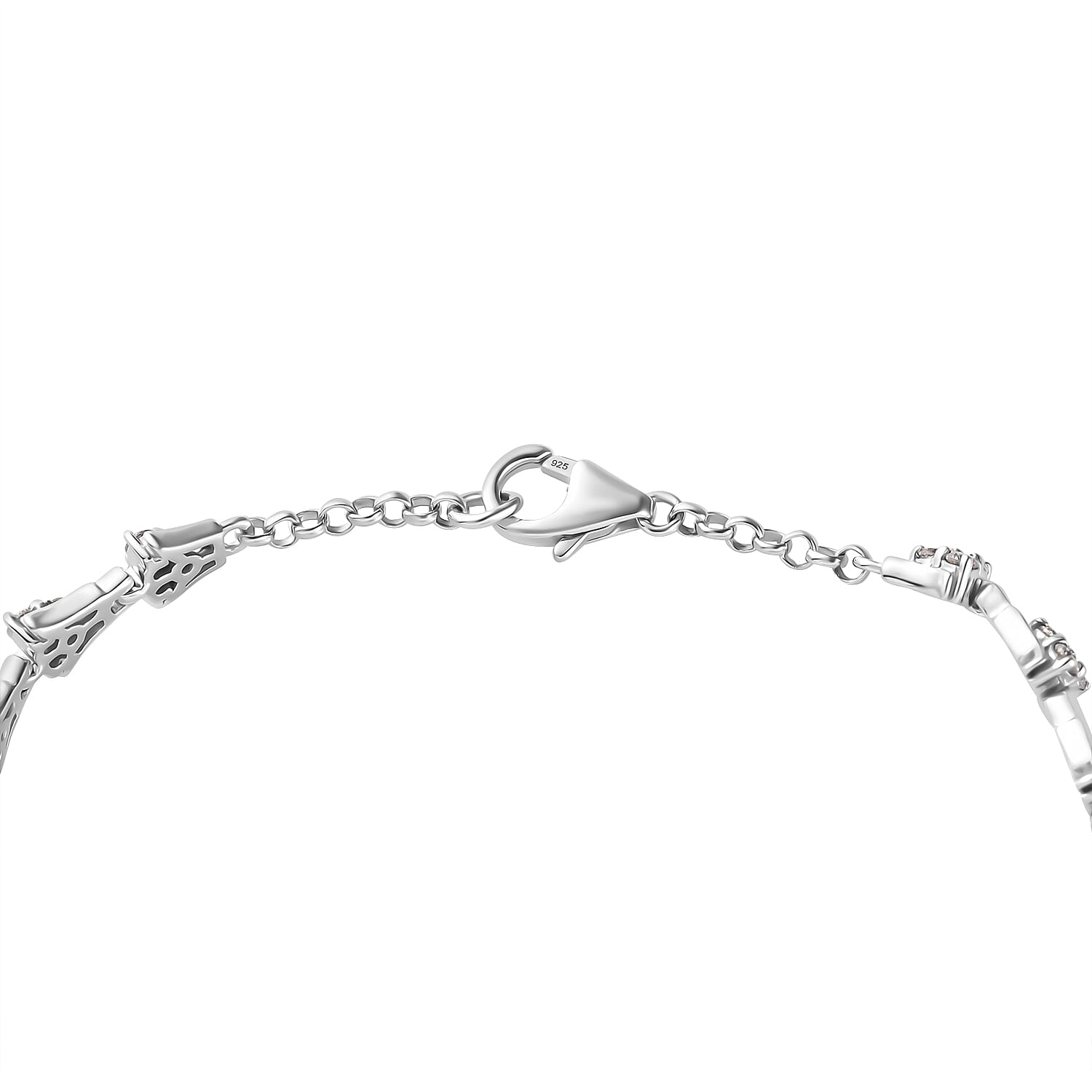 GP Italian Garden Collection - Moissanite Bracelet (Size - 7.5) in Rhodium Overlay Sterling Silver Wt. 10.75 Gms