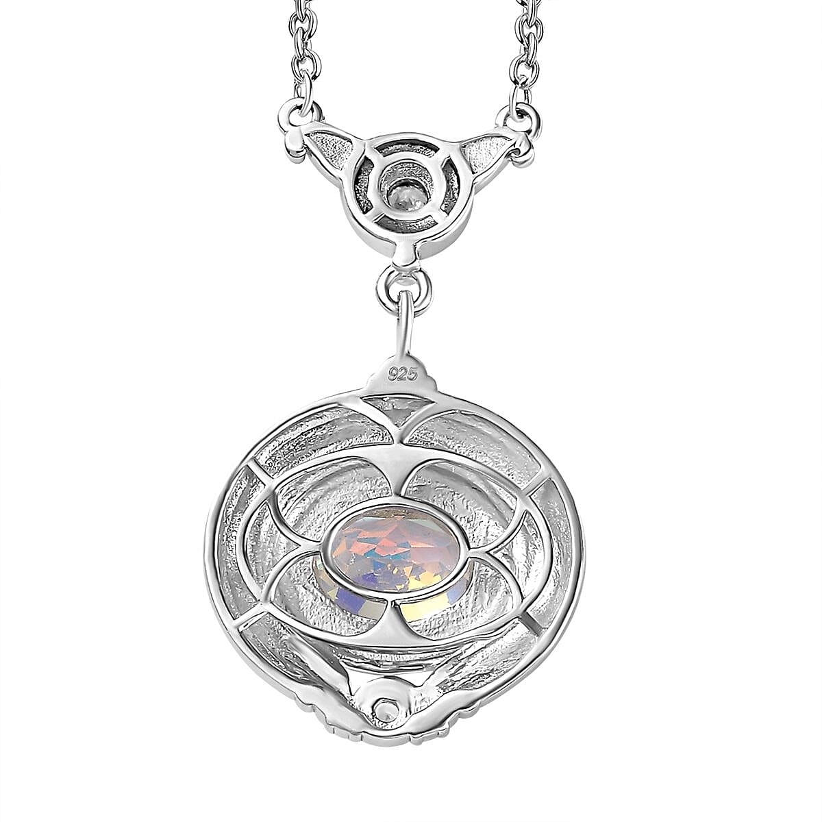 Mercury Mystic Topaz, White Zircon Necklace (Size - 20) in Rhodium Overlay Sterling Silver 2.136  Ct.