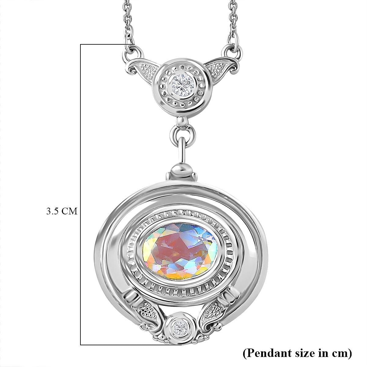 Mercury Mystic Topaz, White Zircon Necklace (Size - 20) in Rhodium Overlay Sterling Silver 2.136  Ct.