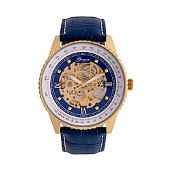 GENOA TIME V2 Automatic Movement Watch 3ATM Water Resistance With Skeleton Display Stylish Grey Leather Strap