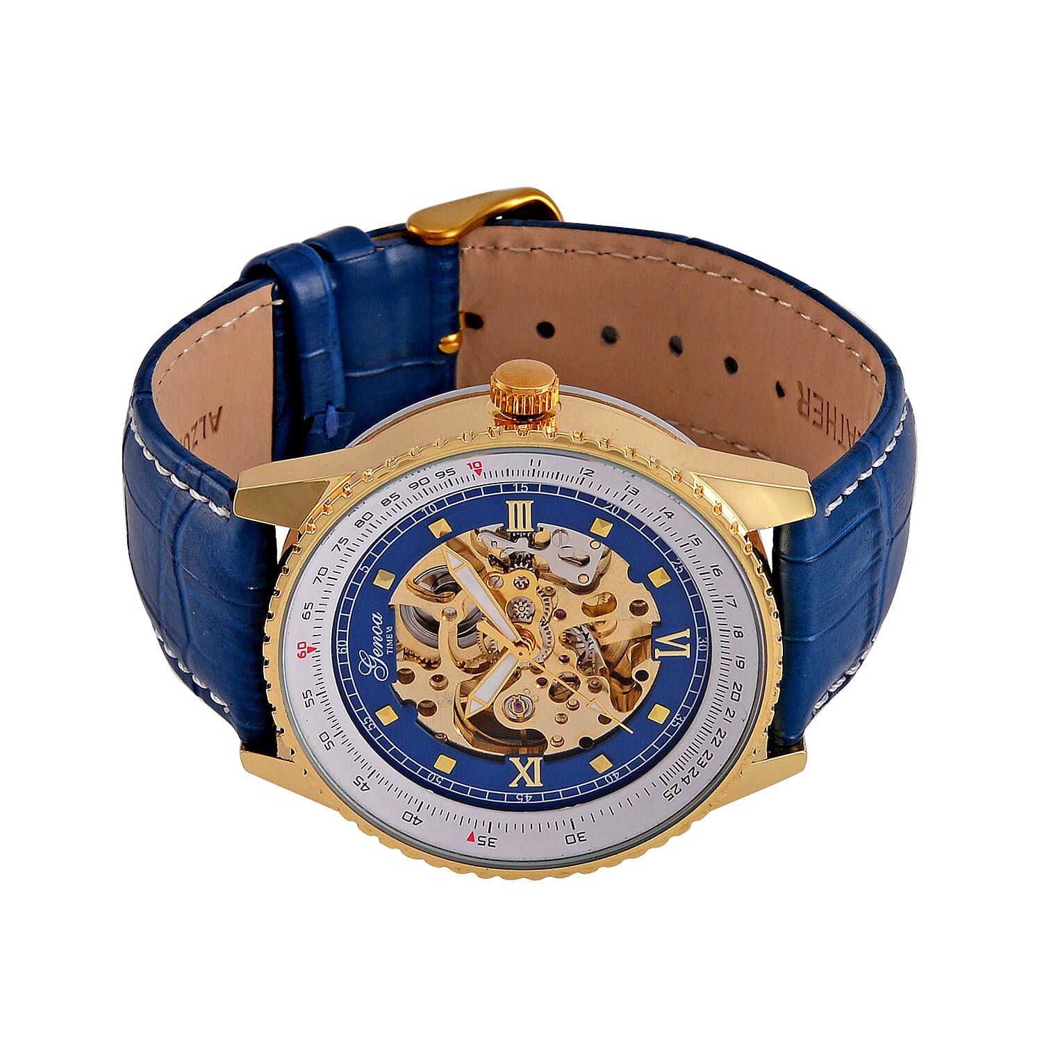 GENOA TIME V2 Automatic Movement Watch 3ATM Water Resistance with Skeleton Display stylish Grey leather strap