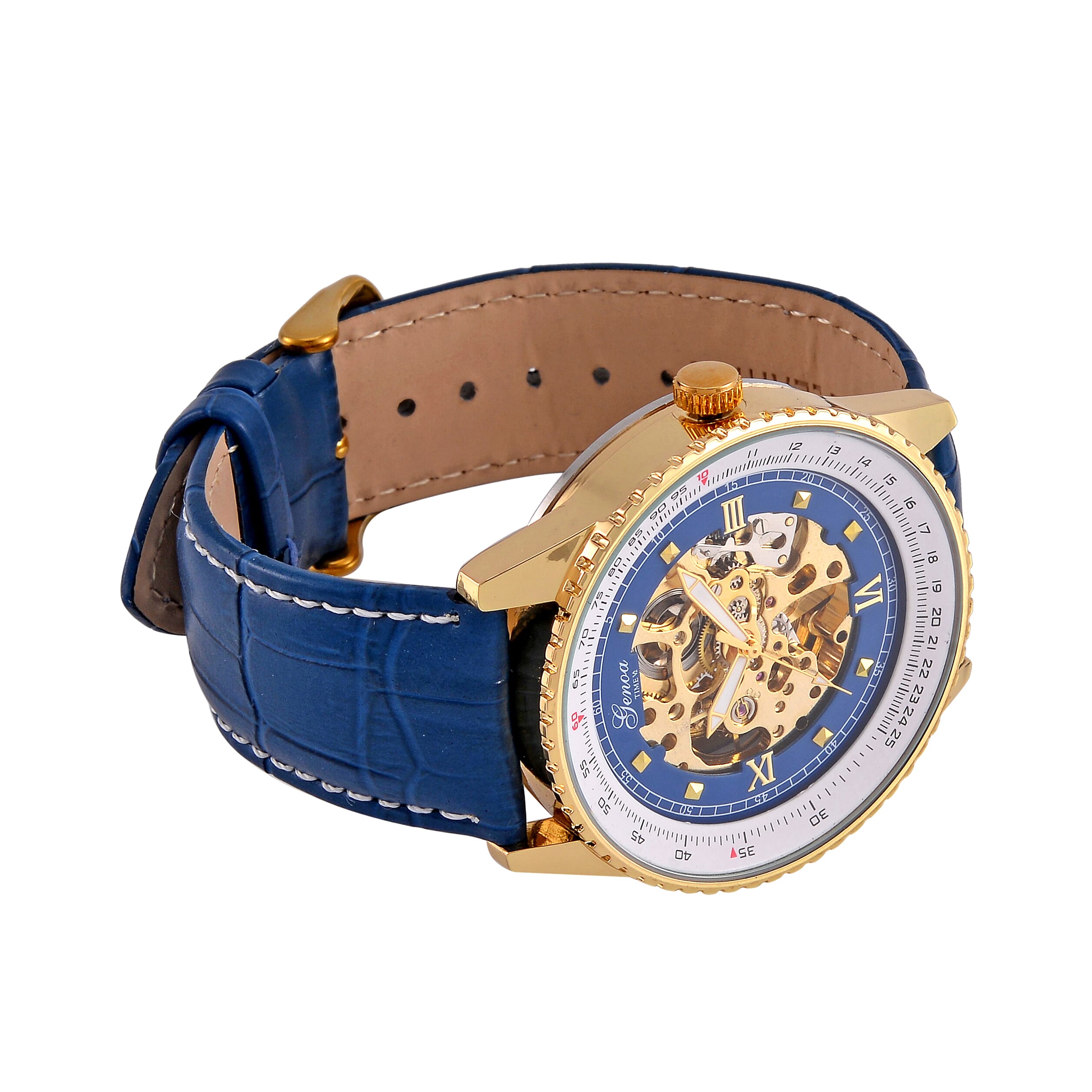 GENOA TIME V2 Automatic Movement Watch 3ATM Water Resistance with Skeleton Display stylish Grey leather strap