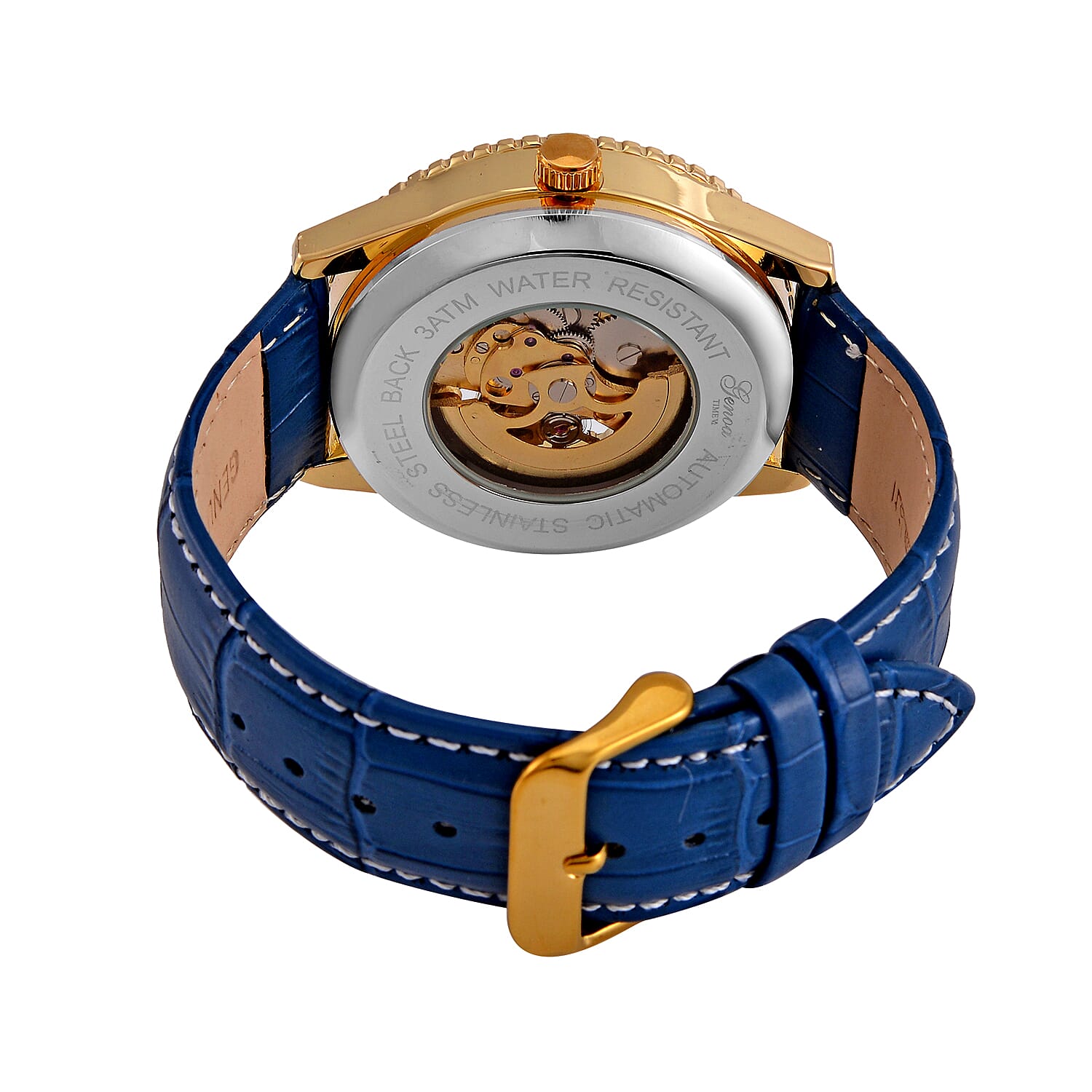 GENOA TIME V2 Automatic Movement Watch 3ATM Water Resistance with Skeleton Display stylish Grey leather strap