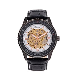 GENOA TIME V2 Automatic Movement Watch 3ATM Water Resistance With Skeleton Display Stylish Grey Leather Strap