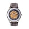 GENOA TIME V2 Automatic Movement Watch 3ATM Water Resistance With Skeleton Display Stylish Grey Leather Strap