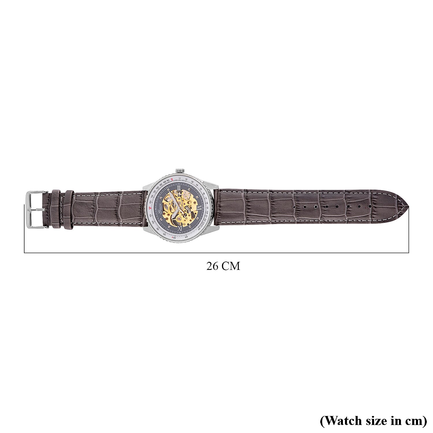 GENOA TIME V2 Automatic Movement Watch 3ATM Water Resistance with Skeleton Display stylish Grey leather strap & stainless steel buckle.