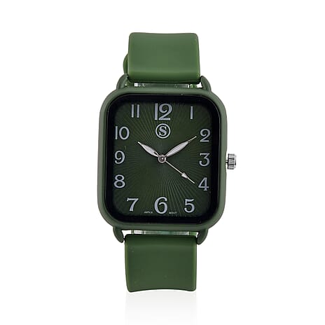 STRADA Japan Movt. Hydraulic Literal Dial WR Watch with Silicon Strap - Green