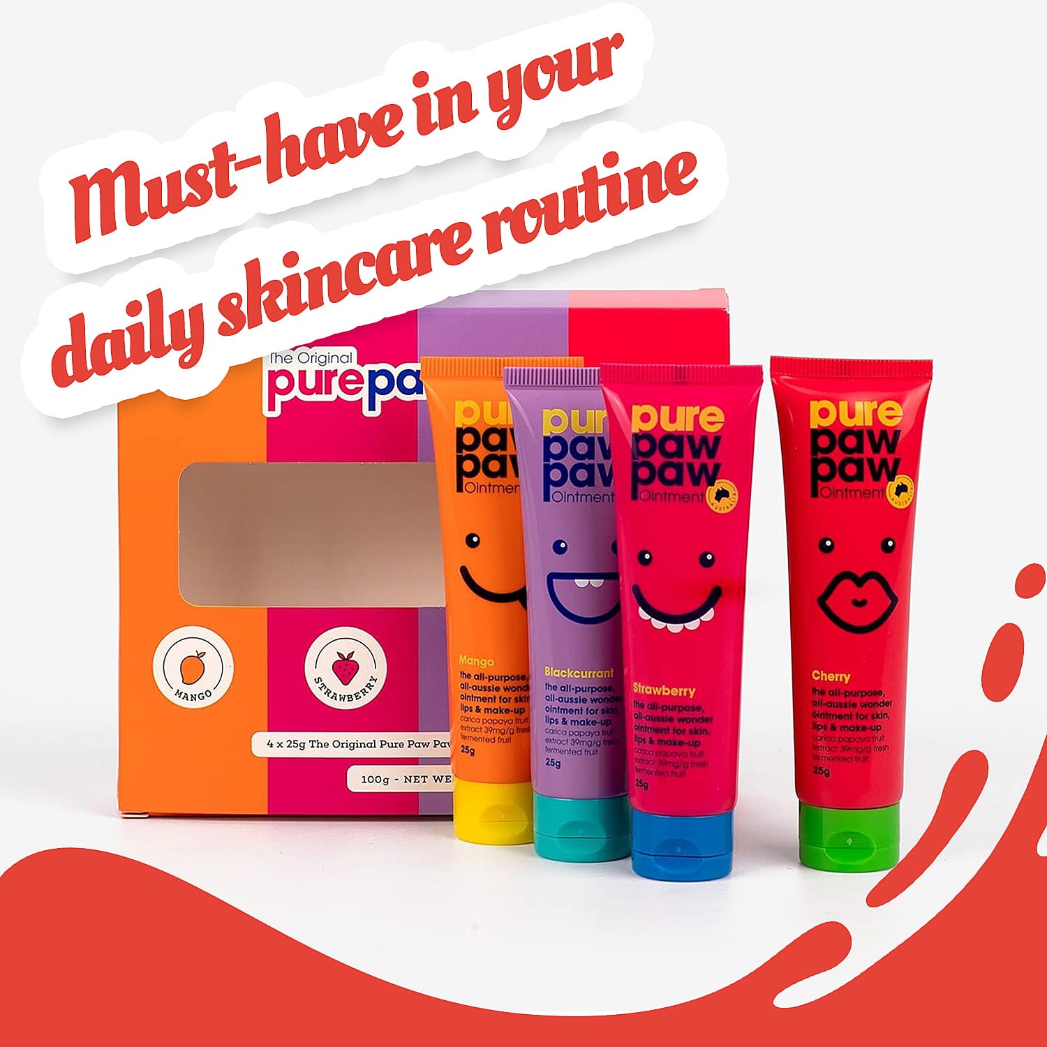 Pure Paw Paw Ointment Bundle (Includes 25g Mango, 25g Blackcurrant, 25g Cherry - 25g Strawberry)