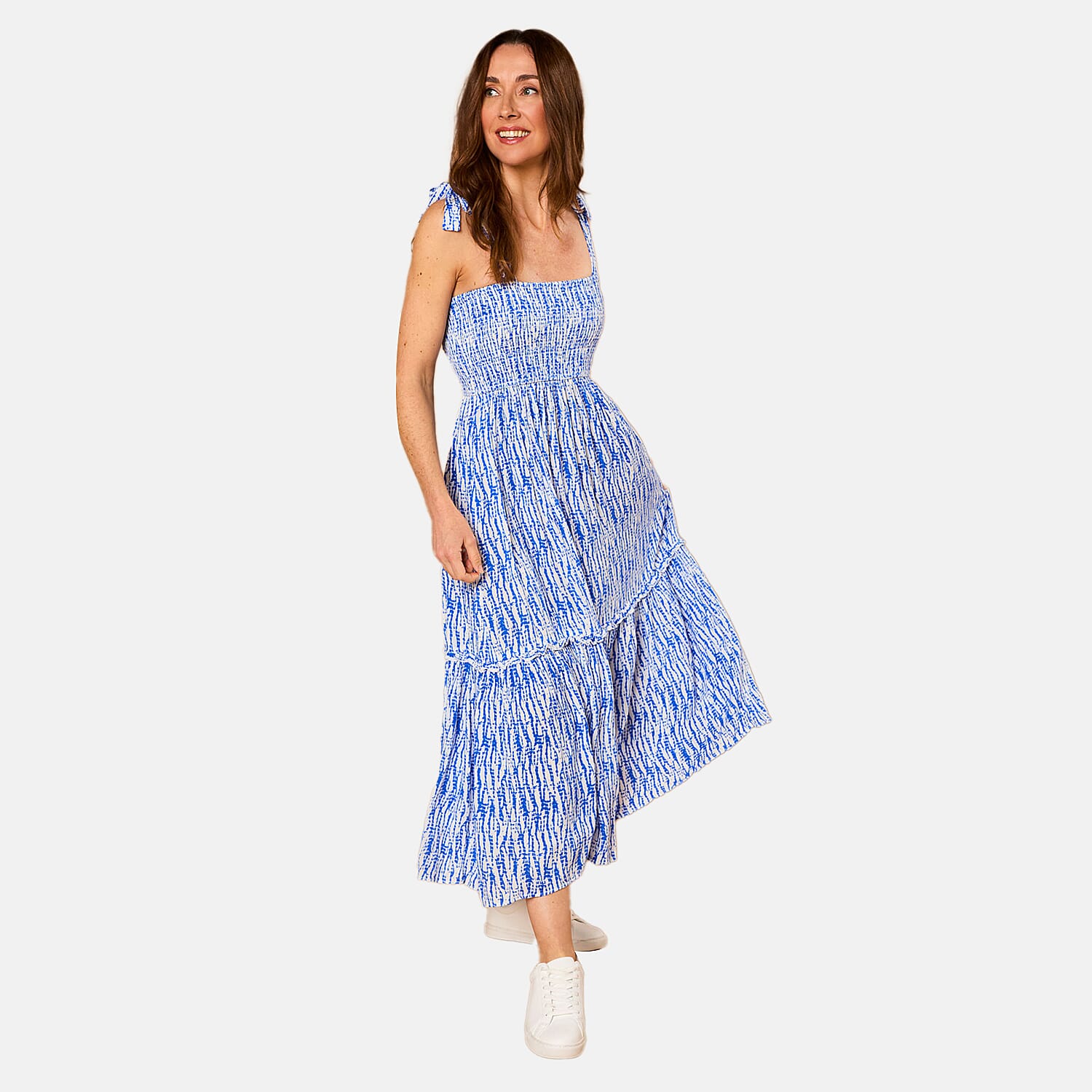 Emreco Shoulder Tie Midi Dress (Size 12) - Blue