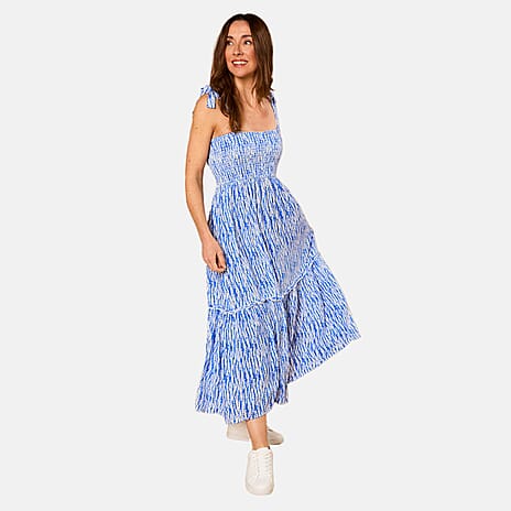 Emreco Shoulder Tie Midi Dress (Size 12) - Blue