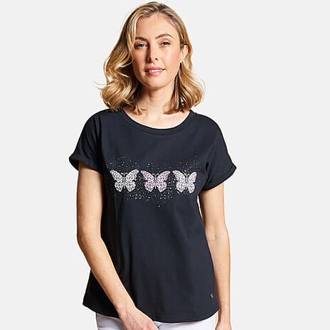 Emreco Butterfly Foil T-Shirt (Size 10) - Black