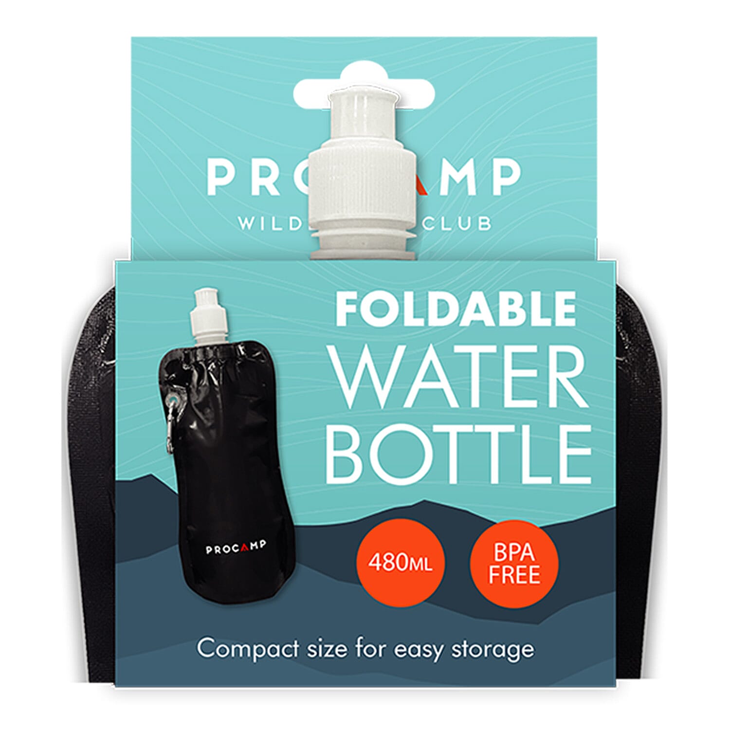 PROCAMP Camping Foldable BPA Free Water Bottle 400ml - Black