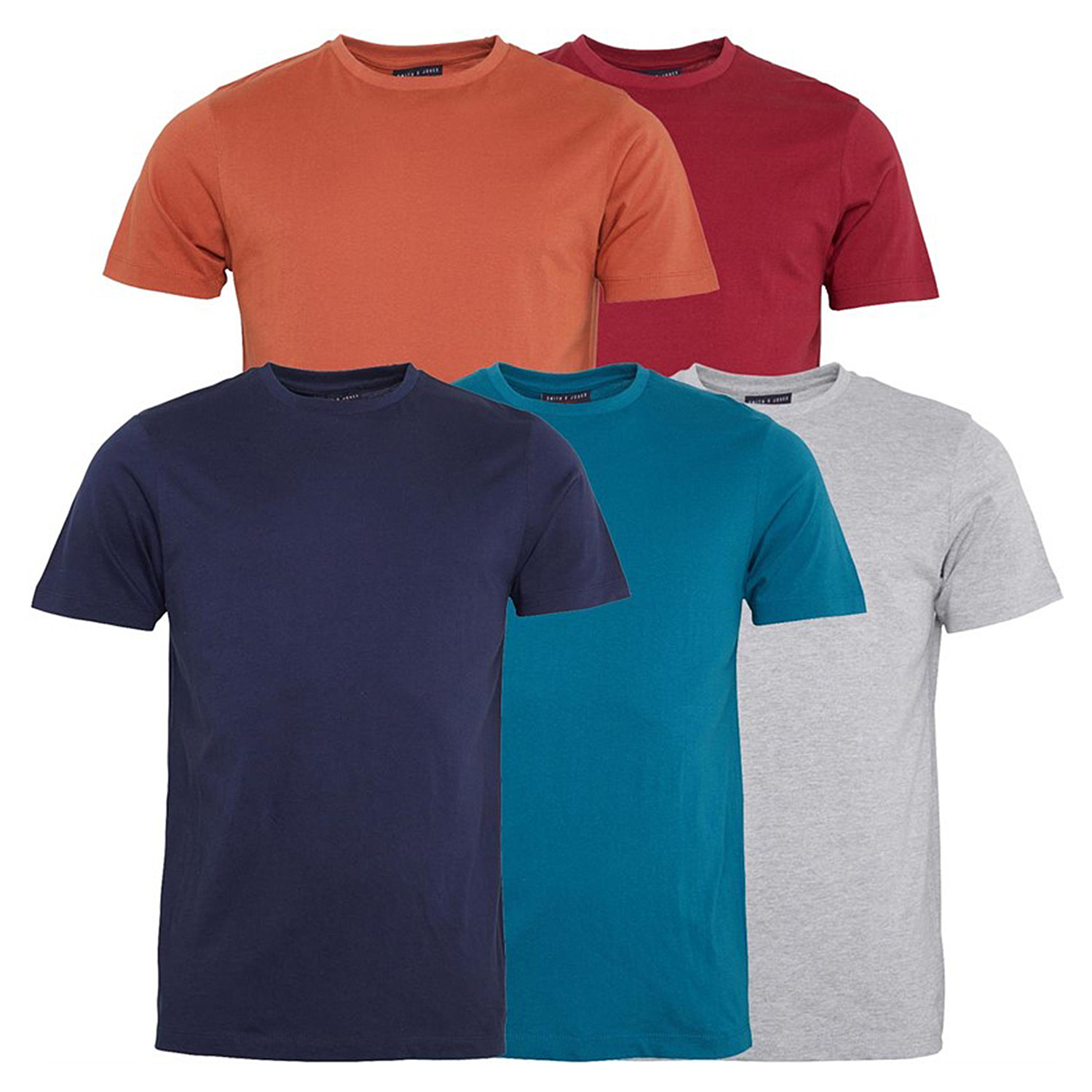 Value-Buy-Set-of-5-Smith-Jones-100-Cotton-T-Shirts-Size-M