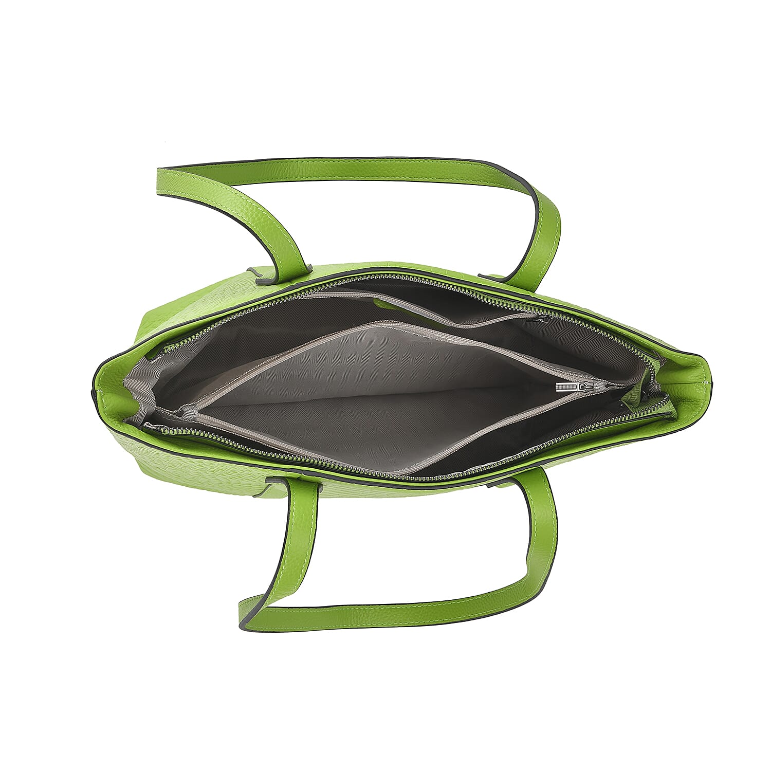 Leather Croco Embossed Tote Bag (Size 38x12x27 cm) - Olive & Black