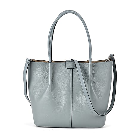 Genuine Leather Solid Tote Bag (Size 28x12x27 cm) - Grey