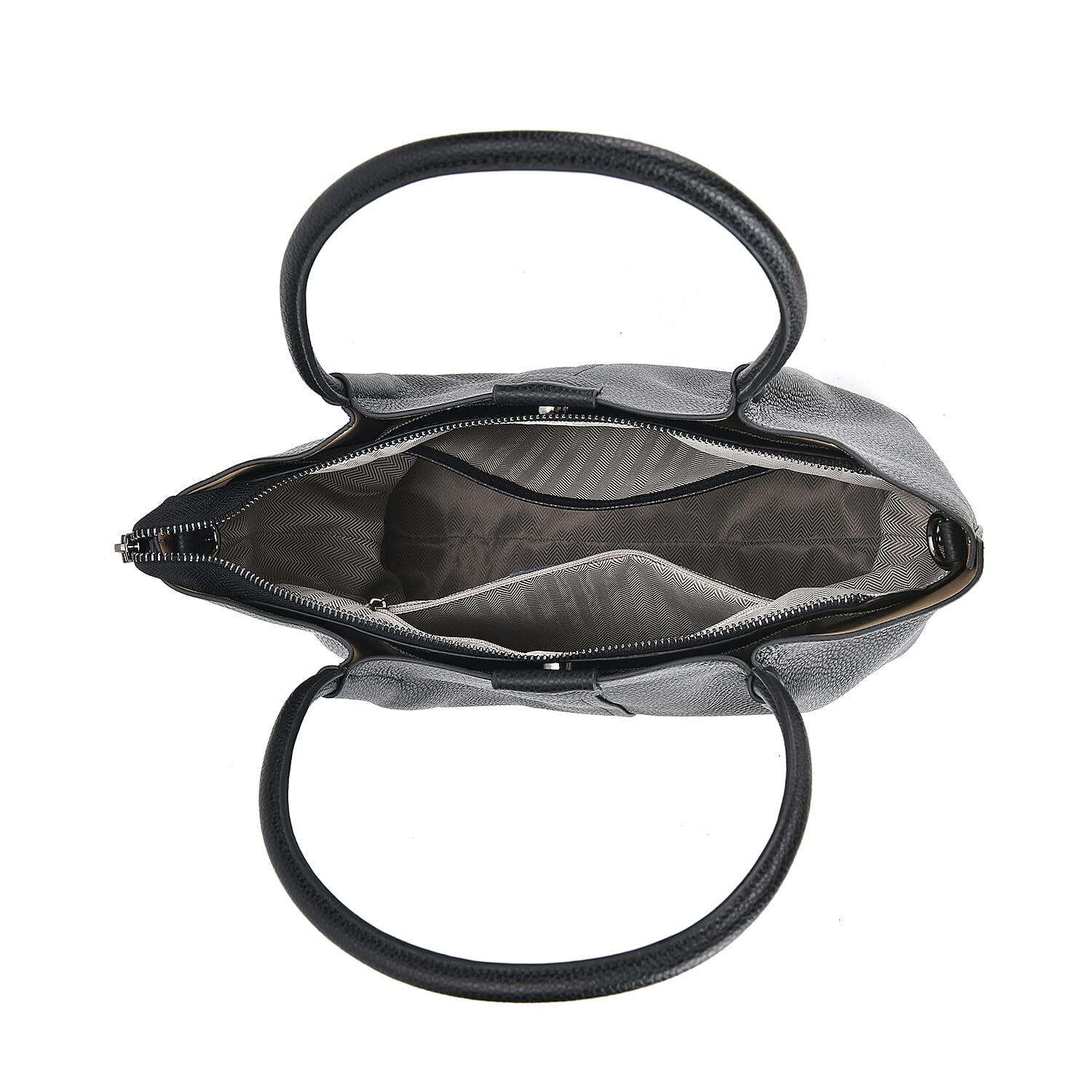 Genuine Leather Solid Tote Bag (Size 28x12x27 cm) - Black