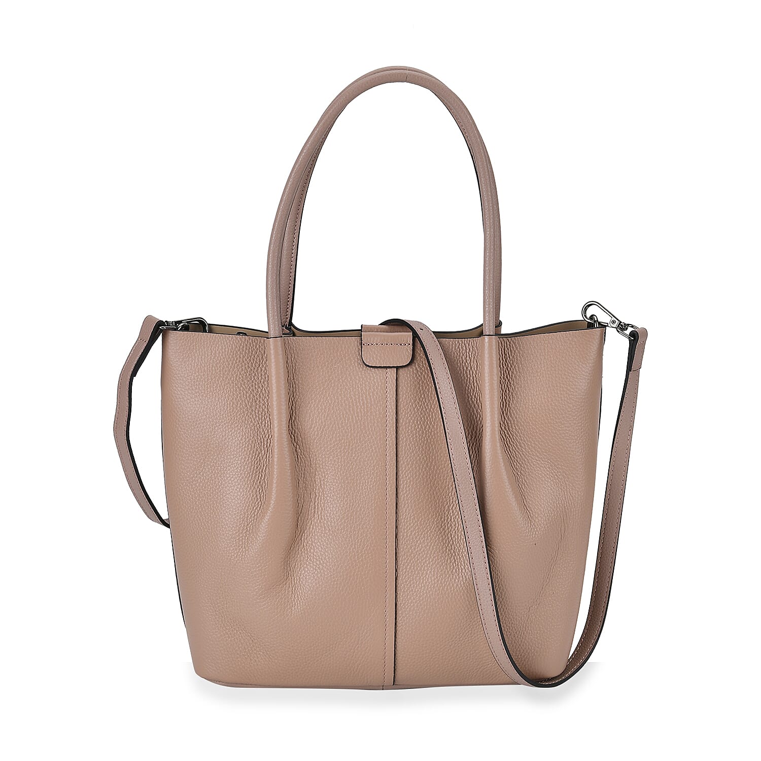 Genuine Leather Solid Tote Bag (Size 28x12x27 cm) - Pink