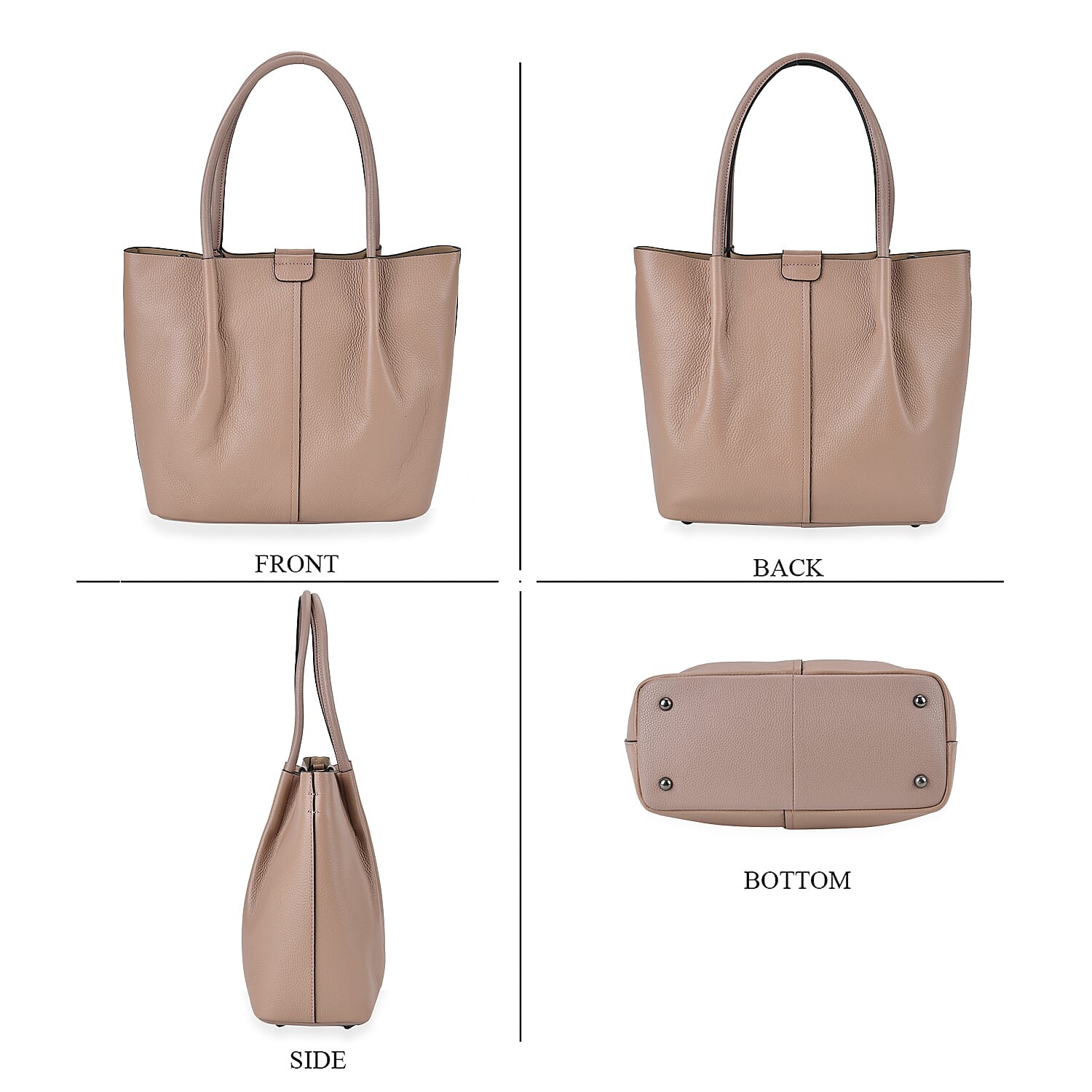 Genuine Leather Solid Tote Bag (Size 28x12x27 cm) - Pink