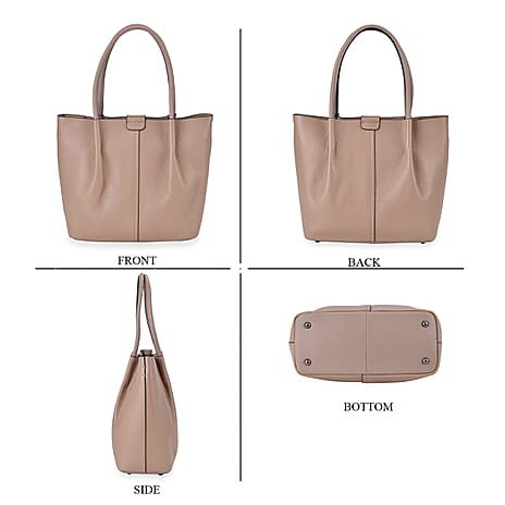 Genuine Leather Solid Tote Bag (Size 28x12x27 cm) - Pink