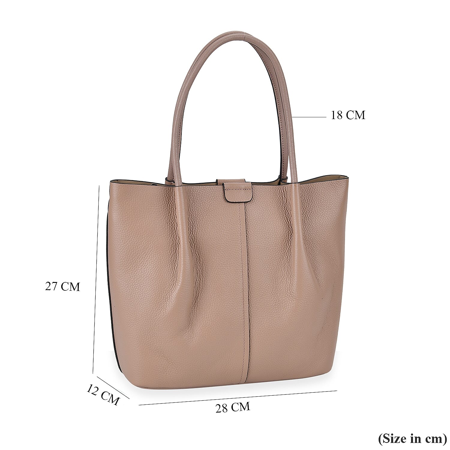 Genuine Leather Solid Tote Bag (Size 28x12x27 cm) - Pink