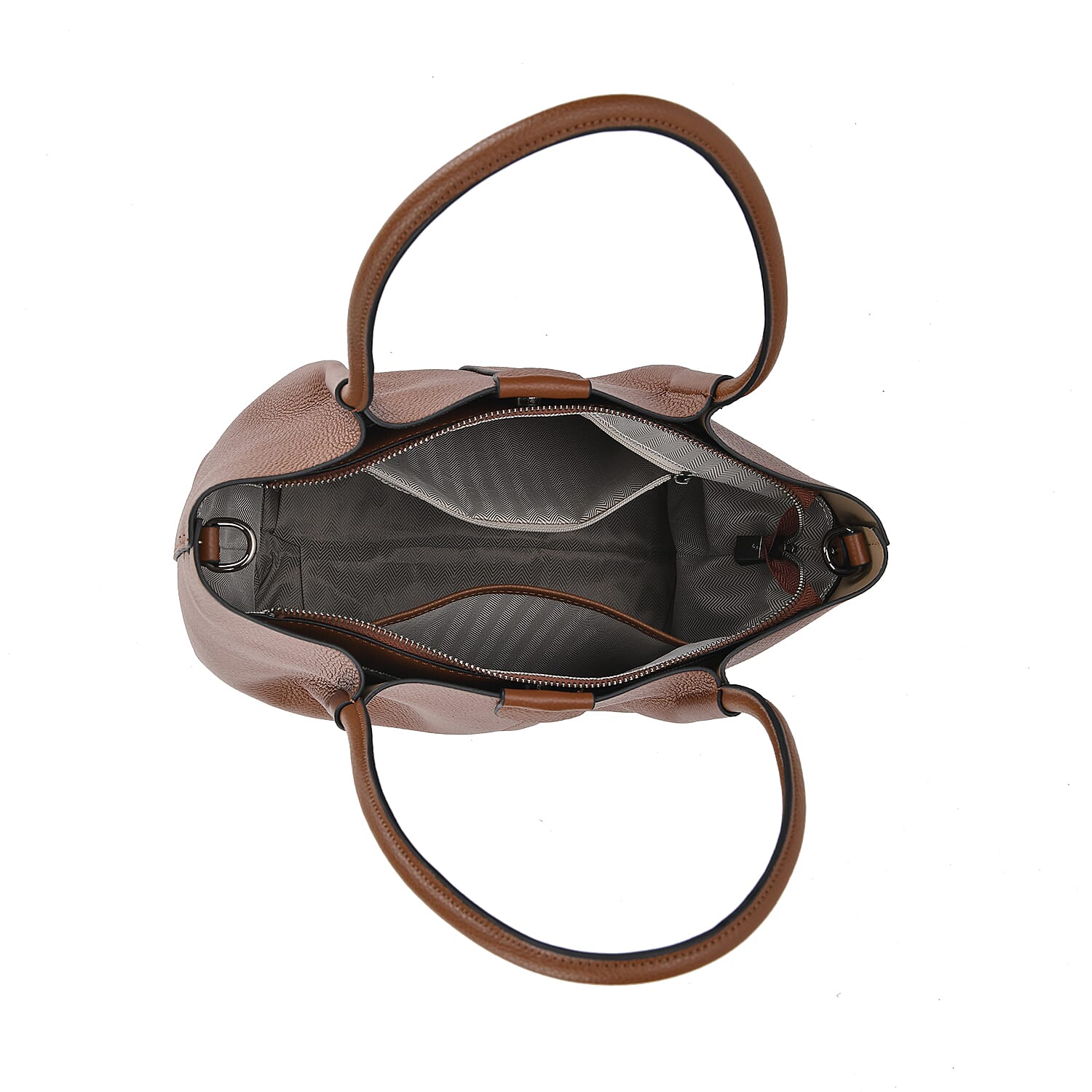 Genuine Leather Solid Tote Bag (Size 28x12x27 cm) - Brown