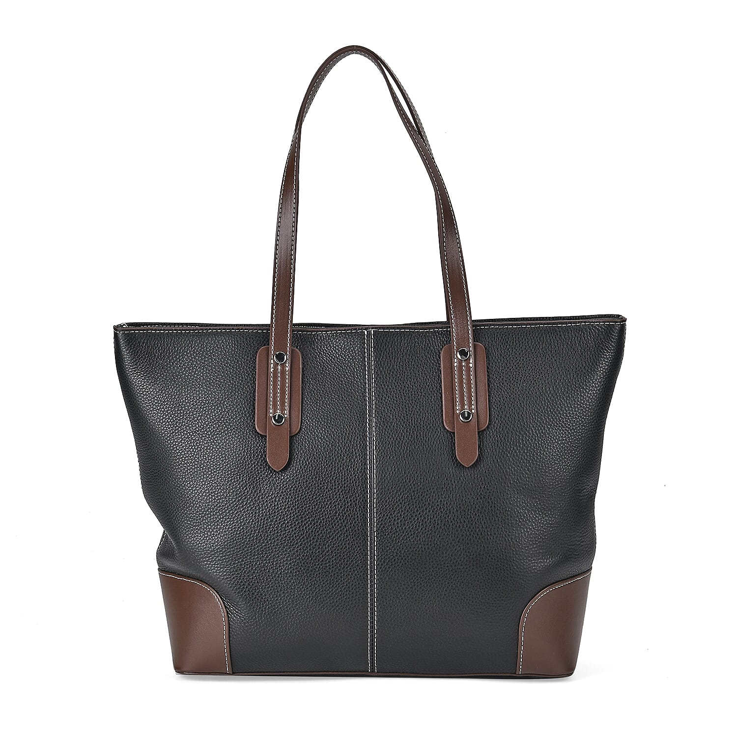 Designer Inspired - 100% Genuine Leather sumptuous Tote Bag (Size 32x12x29 cm) - Black