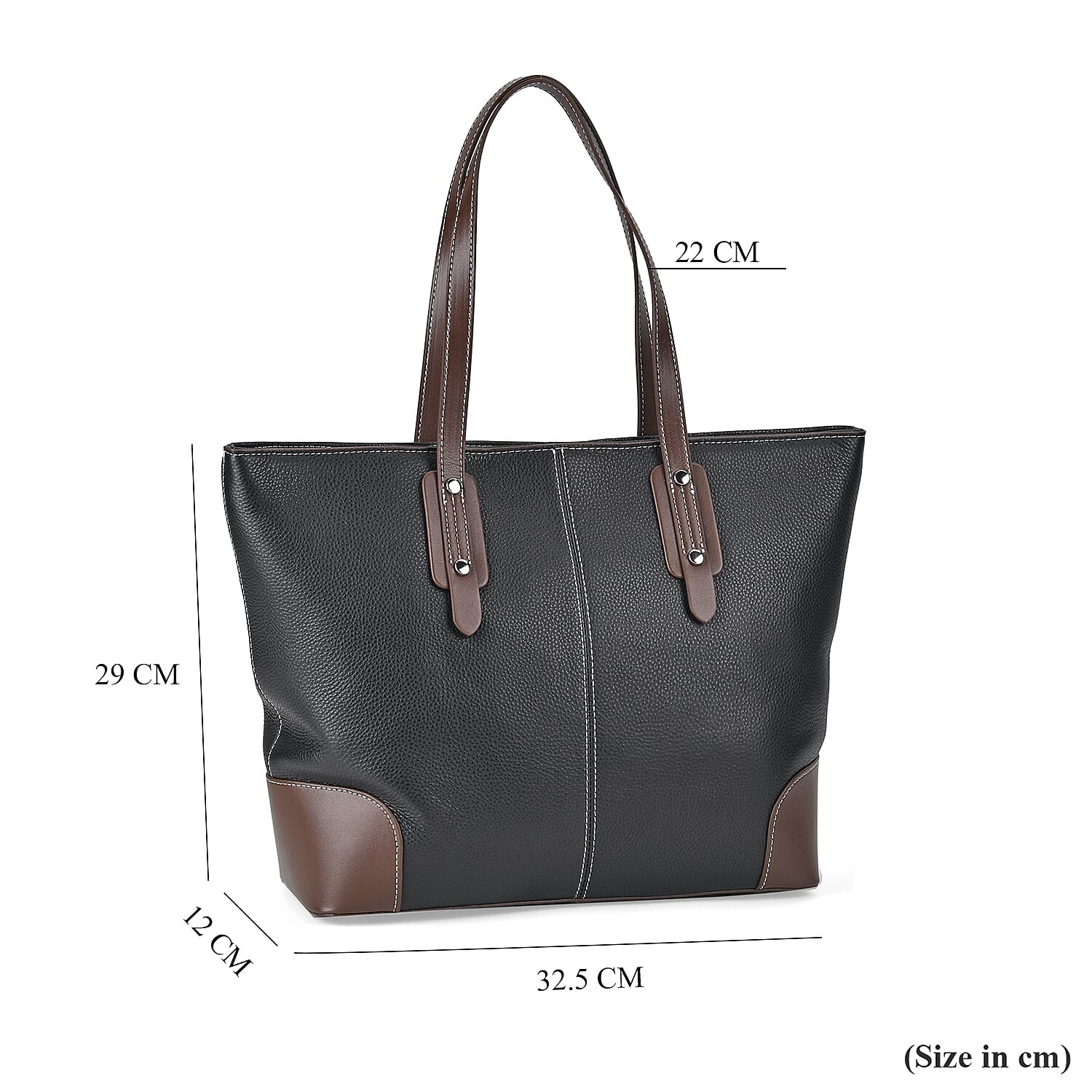 Designer Inspired - 100% Genuine Leather sumptuous Tote Bag (Size 32x12x29 cm) - Black