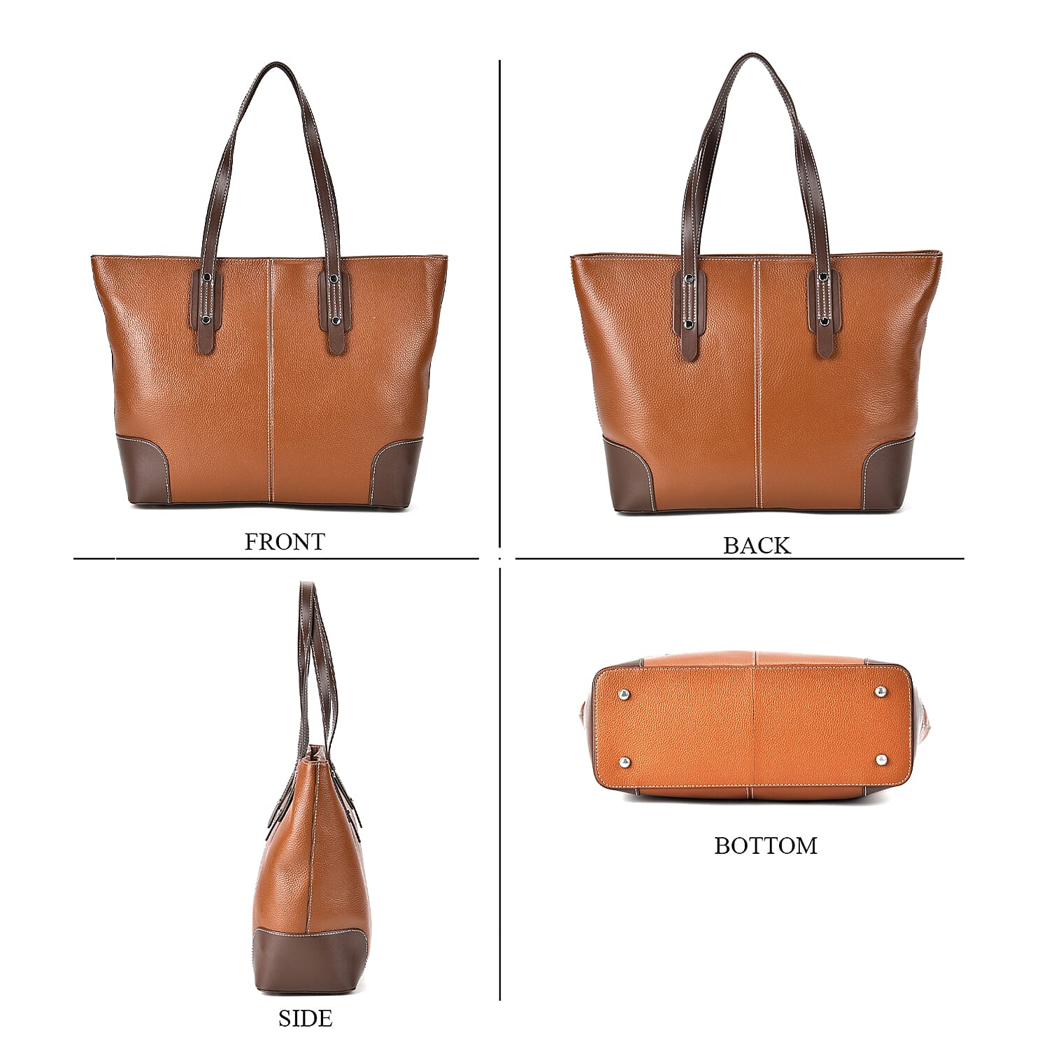 Designer Inspired - 100% Genuine Leather sumptuous Tote Bag (Size 32x12x29 cm) - Tan