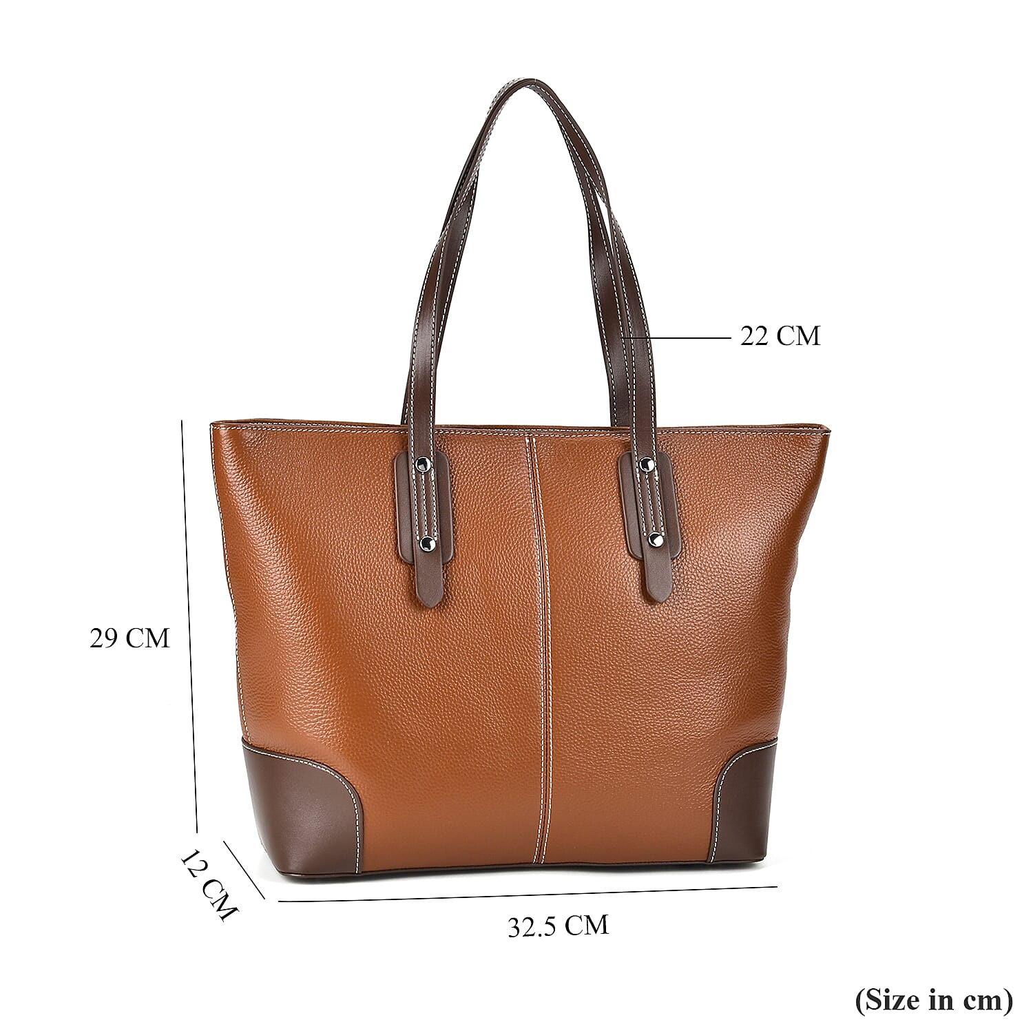 Designer Inspired - 100% Genuine Leather sumptuous Tote Bag (Size 32x12x29 cm) - Tan
