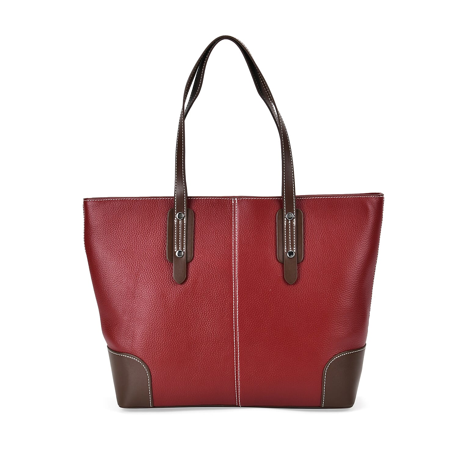 Designer Inspired - 100% Genuine Leather sumptuous Tote Bag (Size 32x12x29 cm) - Ox Blood