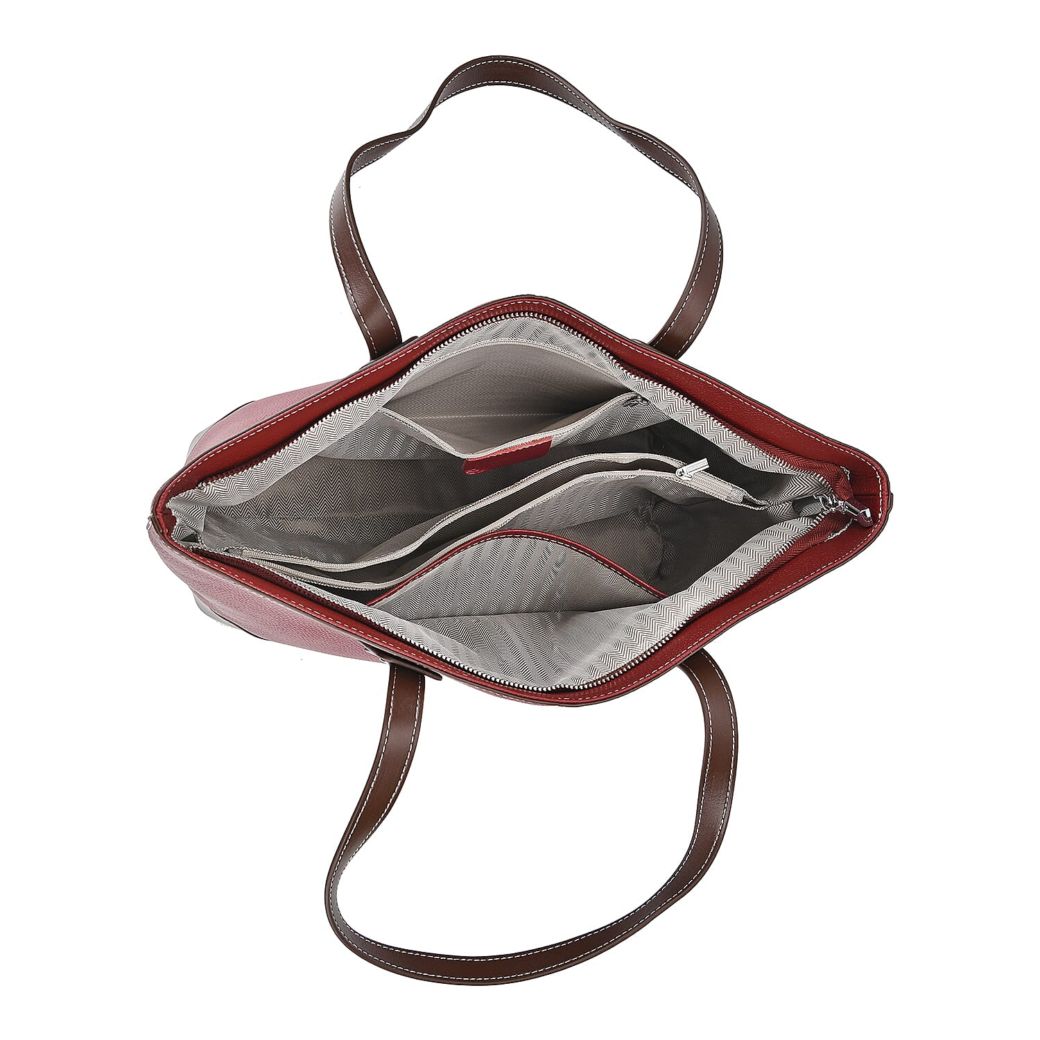 Designer Inspired - 100% Genuine Leather sumptuous Tote Bag (Size 32x12x29 cm) - Ox Blood