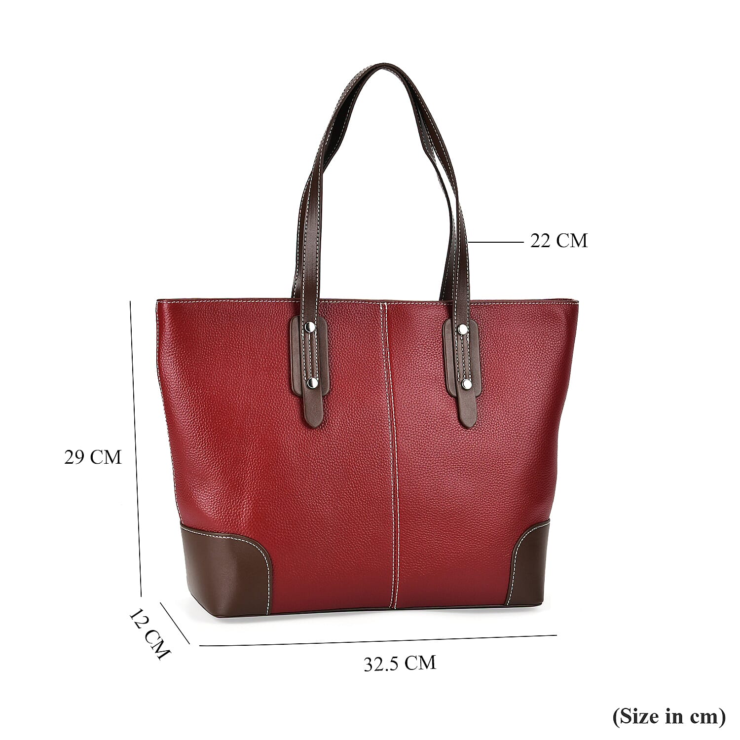 Designer Inspired - 100% Genuine Leather sumptuous Tote Bag (Size 32x12x29 cm) - Ox Blood
