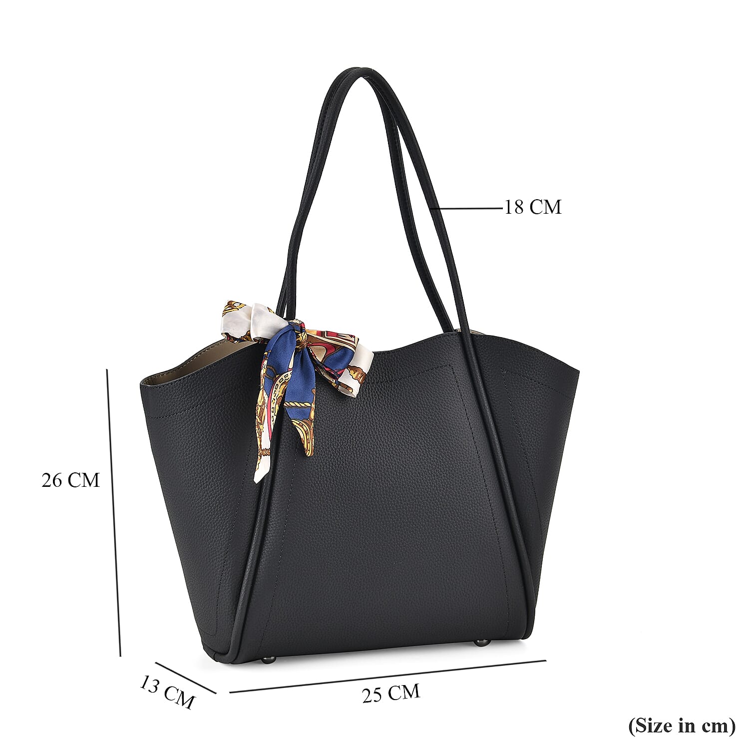 Leather Solid Tote Bag (Size 25x13x26 cm) - Black Leather Solid Tote Bag (Size 25x13x26 cm) - Black