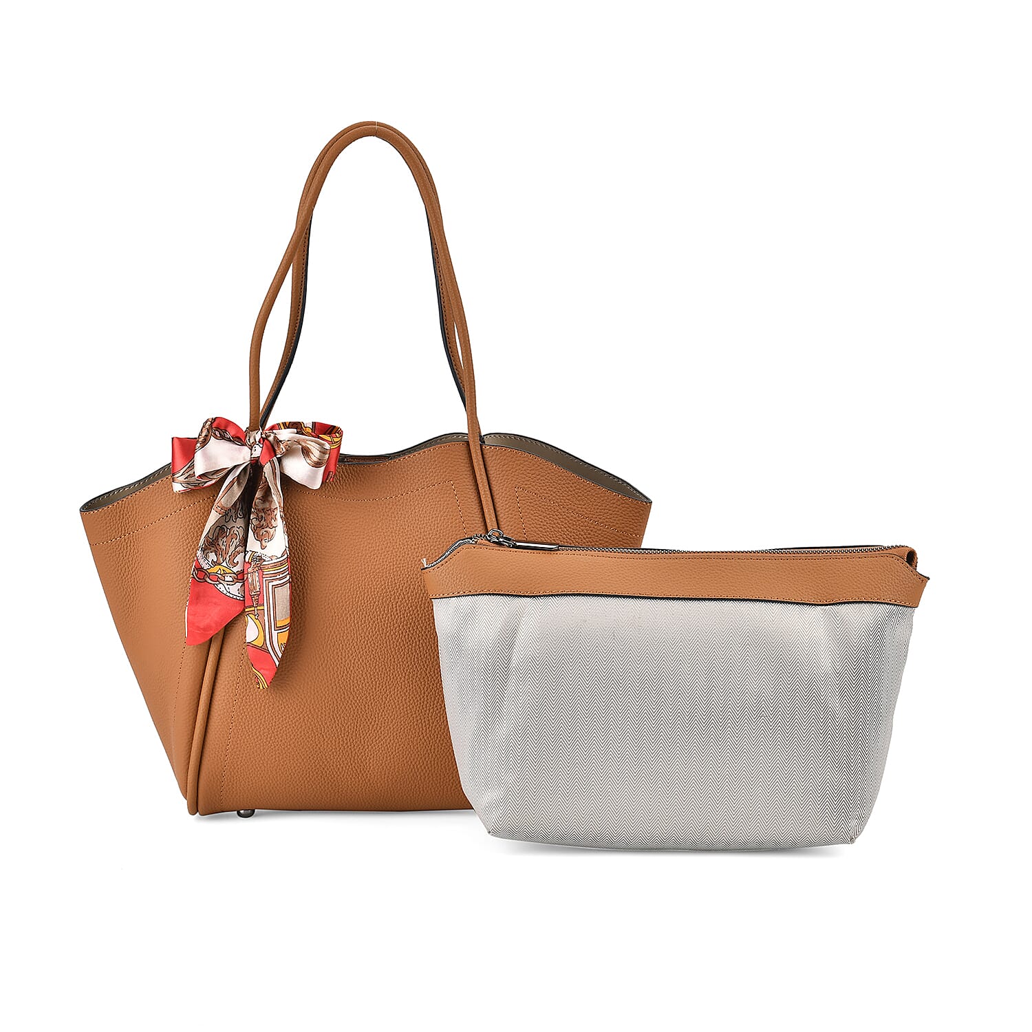Leather Solid Tote Bag (Size 25x13x26 cm) - Tan