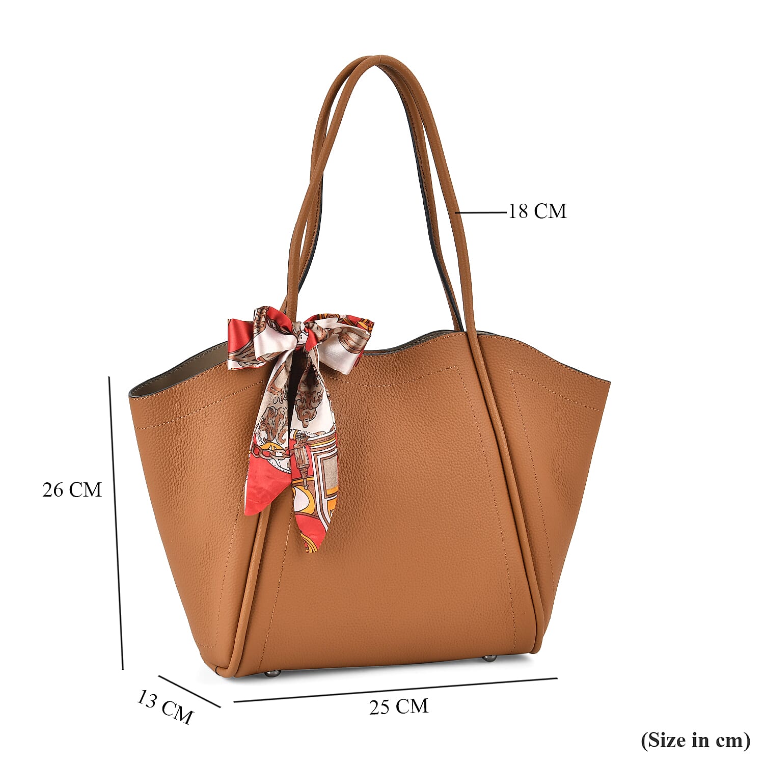Leather Solid Tote Bag (Size 25x13x26 cm) - Tan