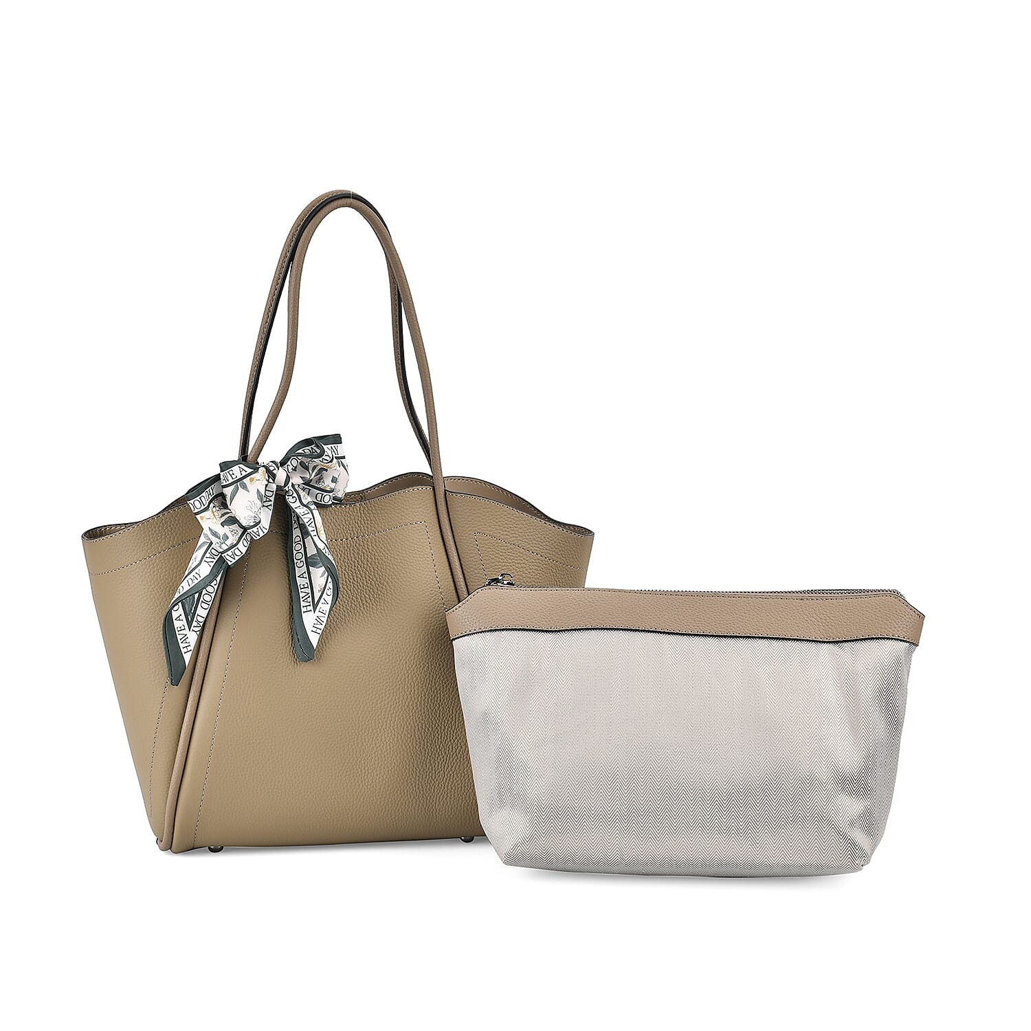 Leather Solid Tote Bag (Size 25x13x26 cm) - Beige