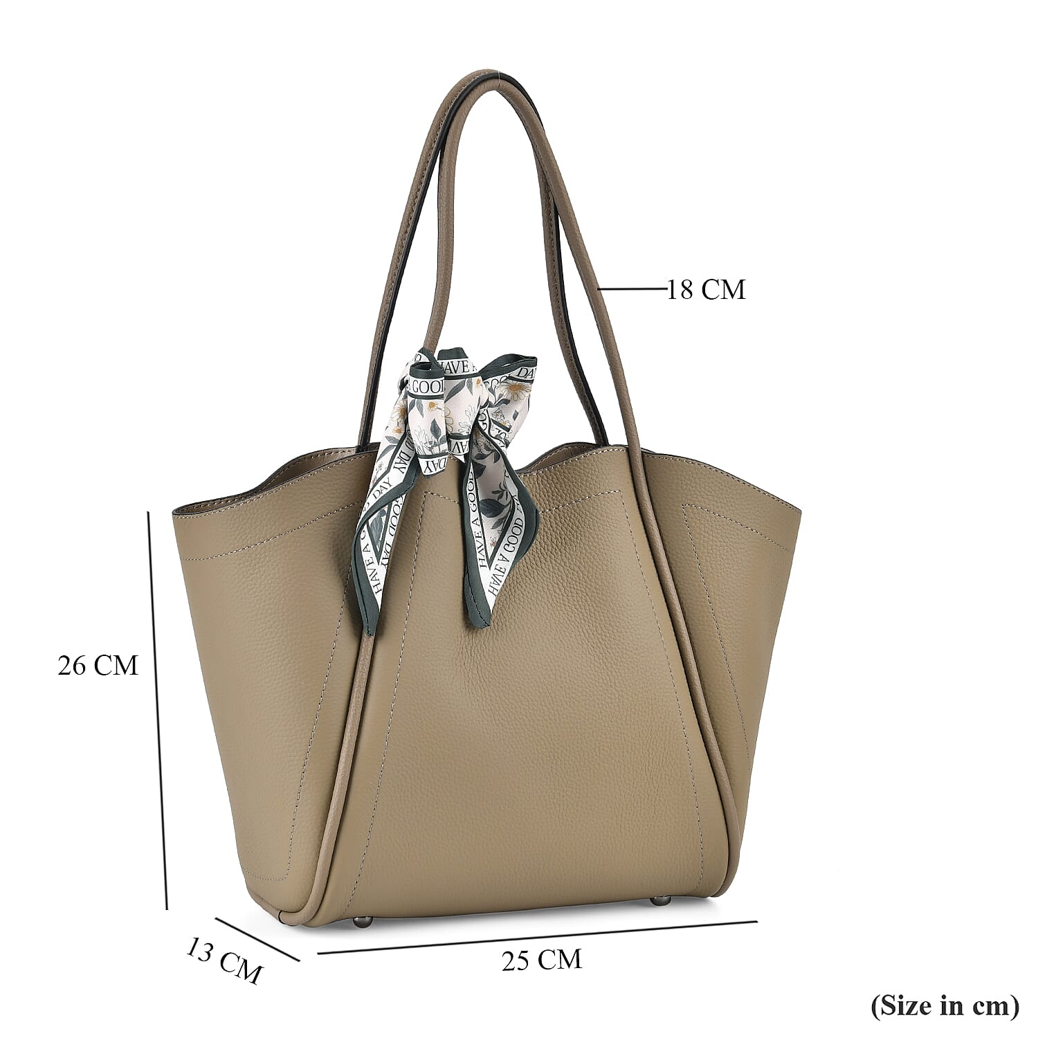 Leather Solid Tote Bag (Size 25x13x26 cm) - Beige
