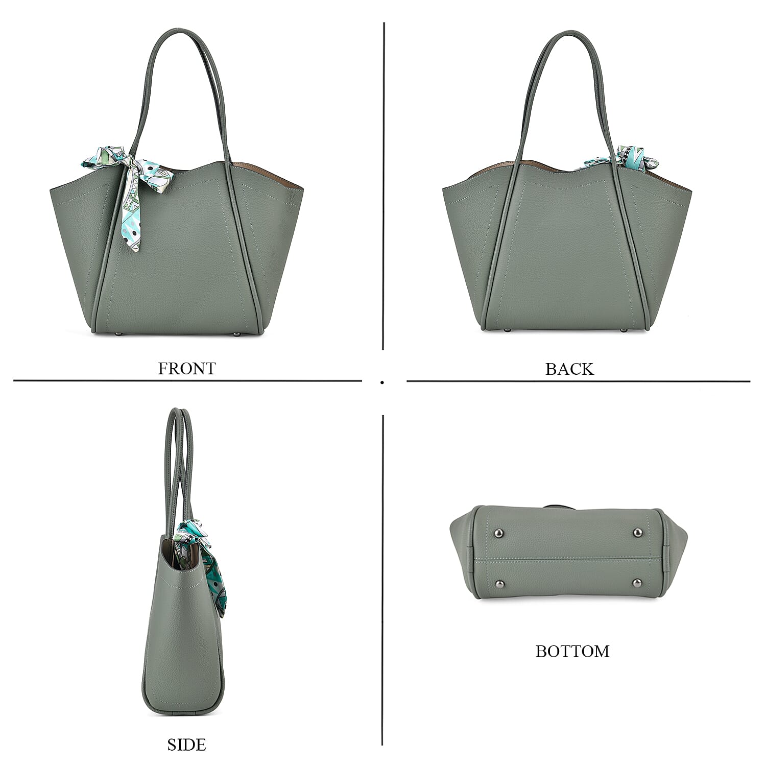 Leather Solid Tote Bag (Size 25x13x26 cm) - Olive