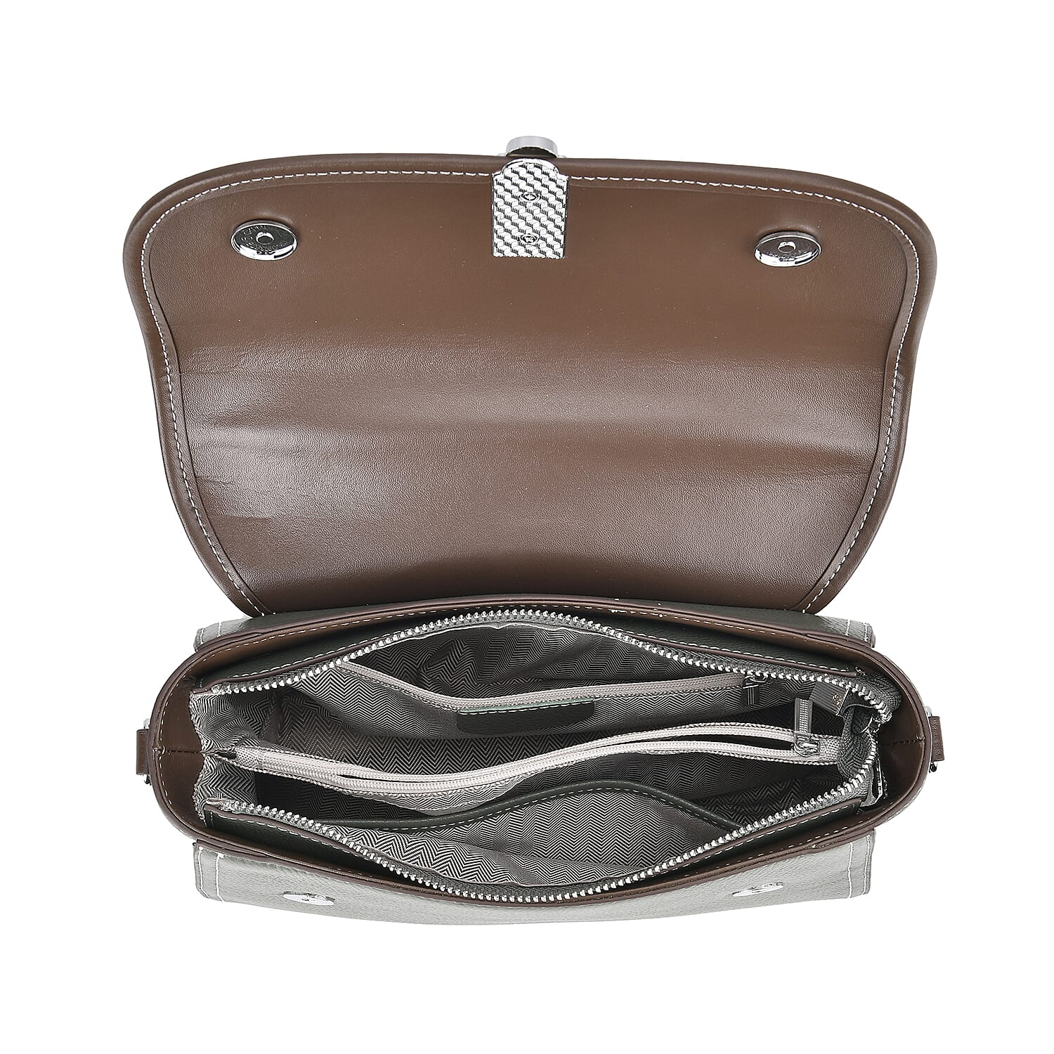 Leather Snakeskin Crossbody Bag (Size 26x12x22 cm) - Olive & Tan